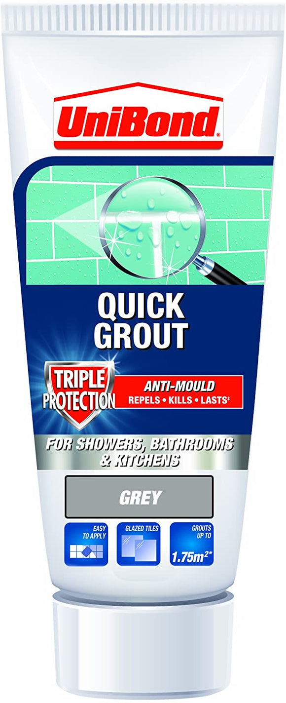 UniBond Triple Protect Anti-Mould Wall Tile Grout Tube - Grey
